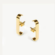 Tarnish Free Stylish J Shape Stud Earrings Cool Design Stainless Steel 18K Gold Plated Designer Earrings