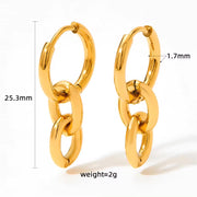 2024 Hip Hop Punk Chunky Cuban Link Chain Long Hanging Aesthetics Bijoux Gold Color Thick Oval Curb Chain Link Drop Earrings