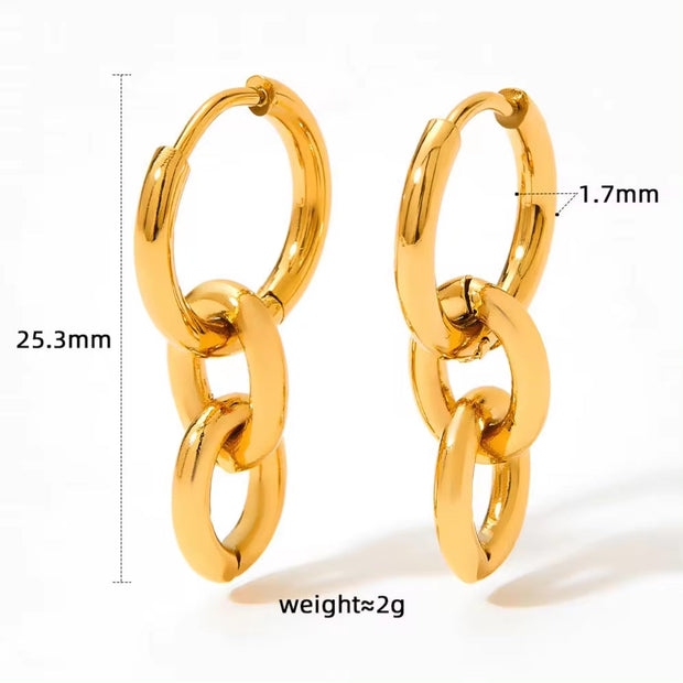 2024 Hip Hop Punk Chunky Cuban Link Chain Long Hanging Aesthetics Bijoux Gold Color Thick Oval Curb Chain Link Drop Earrings