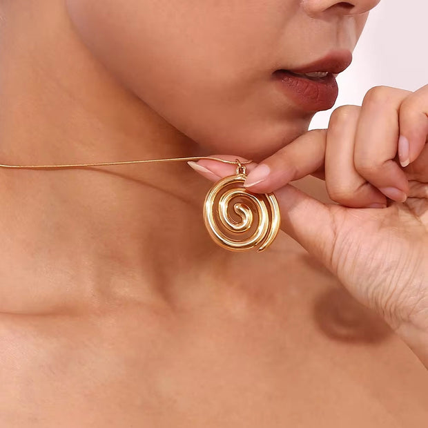 Waterproof Jewelry Vortex Snake Chain Pendant Necklace Gold Plated 316L Stainless Steel Jewelry