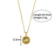 Vintage Jewelry Colorful Stone Pendant Necklace 18K Gold Plated Sunflower Shape Stainless Steel Necklace