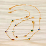 Trendy Exquisite Fashion Jewelry Stainless Steel Charm Pulseras Gold Link Chain Colorful Zircon Bracelet