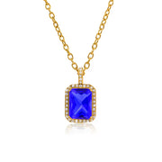 UEENSET Elegant Cubic Square Zircon Stainless Steel Pendant Necklace Charm Women'S Gold Plated Iced Out Neck Jewelry Waterproof