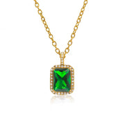 UEENSET Elegant Cubic Square Zircon Stainless Steel Pendant Necklace Charm Women'S Gold Plated Iced Out Neck Jewelry Waterproof