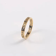 Trendy Stainless Steel Ring Jewelry Waterproof Silver Gold Number Hollow Thin Band Stacking 316L Ring for Women