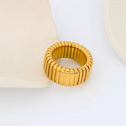 12Mm Thick Chunky Stainless Steel Elastic Bracelet Rings Jewelry Set Men Women Stylish PVD Gold Plated Ornaments