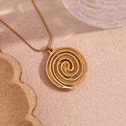 Waterproof Jewelry Vortex Snake Chain Pendant Necklace Gold Plated 316L Stainless Steel Jewelry