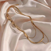 18K Gold Plated Three Layers Snake Chain Necklace Tarnish Free 316L Stainless Steel Choker Necklace