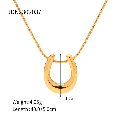 18K Gold Plated Smooth Irregular Snake Chain Necklace Gift Stainless Steel U Shaped Pendant Necklace