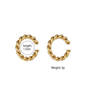 Tarnish Free Twisted 18K Gold Plated Ear Cuff Earrings Stainless Steel No Piercing Clip on Earrings