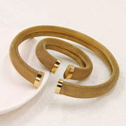 12Mm 16Mm Exquisite Thick Mesh Stainless Steel Jewelry Set Women'S Premium Pierced PVD 18K Plated Chunky Cuff Bracelet