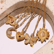 Wholesale Titanium Steel Necklace Set Tarnish Free Jewelry Natural Stone Zircon Pendant Necklace