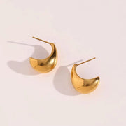Vintage Hollow Out Gold Plated Boat Shape Stud Earring Tarnish Free Stainless Steel Jewelry Earings Women