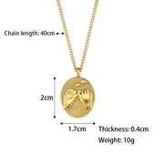 Valentine'S Day Jewelry Engraved Tarot Pendant Necklace 18K Gold Plated Stainless Steel Jewelry Set