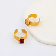 18K Gold Plated Stainless Steel Cubic Zirconia Rings Adjustable Open Shiny Cz Zircon Stone Wedding Band Ring