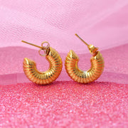Y2K Trendy Chunky Vintage Boho Design Light Weight Large Wide Hollow Gold Plated Dome Chunky Hoop Earrings