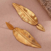 Trend 2024 Bohemian Earrings Gold Plated Earrings Leaf Drop Earring Stainless Steel Statement Jewelry