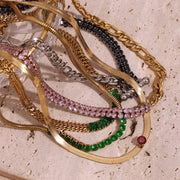 Zircon Beaded Necklace Gold Plated Choker Set Stainless Steel Necklaces Fashion Jewelry Necklaces