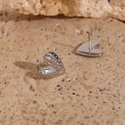18K Gold Plated Hammered Heart Studs Earrings Tarnish Free Stainless Steel Stud Earrings for Women