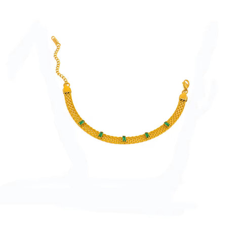 Vintage Collar Necklace Stainless Steel 18K Gold Plated Statement Clavicle Chain Mesh Chain Zircon Baguette Choker