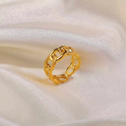 Twisted Link Chain Open Rings Gift Stainless Steel 18K Gold Plated Adjustable Finger Rings for Women