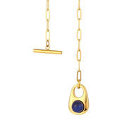 Valentine Gift Water Drop Natural Stone Necklace 18K Gold Plated Stainless Steel Paper Clip Chain Necklace