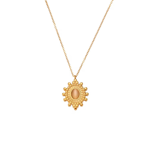 Wholesale Titanium Steel Necklace Set Tarnish Free Jewelry Natural Stone Zircon Pendant Necklace