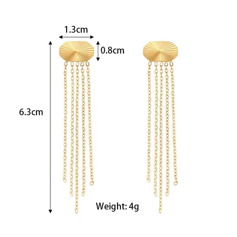 Wholesale Tassel Drop Earrings Gold Plated Stainless Steel Stud Earring Piercing Jewelry Tassel Earrings Bohemian
