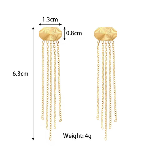 Wholesale Tassel Drop Earrings Gold Plated Stainless Steel Stud Earring Piercing Jewelry Tassel Earrings Bohemian
