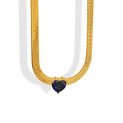 Trendy Short Snake Chain Zircon Heart Necklace Charm Heart Crystal Pendant Necklace for Women Girls Gift