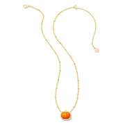 Yellow Gold Plated Pumpkin Short Pendant Necklace Mother of Pearl by Kendra Scott