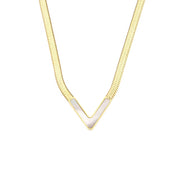 Tarnish Free V Shape Snake Chain Choker Necklace 18K Gold Plated Stainless Steel Chain Necklace