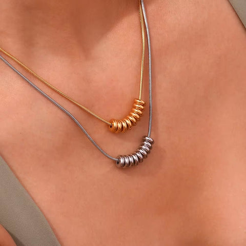 Waterproof Necklace PVD Gold Plated Beads Necklace Non Tarnish Stainless Steel Jewelry Collier En Acier Inoxydable