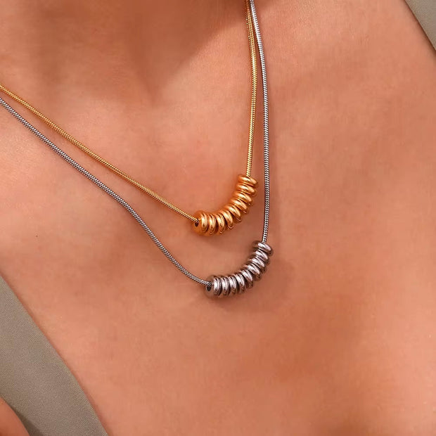 Waterproof Necklace PVD Gold Plated Beads Necklace Non Tarnish Stainless Steel Jewelry Collier En Acier Inoxydable
