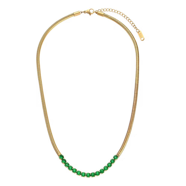 Zircon Beaded Necklace Gold Plated Choker Set Stainless Steel Necklaces Fashion Jewelry Necklaces