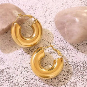Vintage Jewelry Bulk Wholesale Luxury Stainless Steel 18K Gold Plated Custom Geometric Large Hoop Earrings Set Women