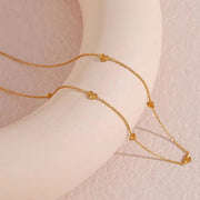 18K Gold Plated Sunburst Heart Shape Chain Choker Necklace Tarnish Free Stainless Steel Necklace