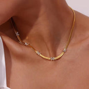 Zircon Butterfly PVD Gold Plated Jewelry Chain Necklace Stainless Steel Jewelry Choker Bulk Necklace Chains