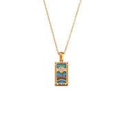 Trendy Square Colorful Enamel Zircon Tarot Cards Pendant Necklace 18K Gold Plated Stainless Steel Necklaces for Women