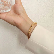 Twisted Rope Chain 18K Gold Stainless Steel Bracelet Femme Ladies