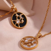 Water Proof Jewellery Zircon Moon Sun Star Gold Plated Necklace Non Tranish Shell Mary Necklace