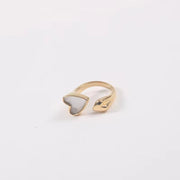 Wholesale 18K Gold Plated Stainless Steel Two Heart Shell Rings for Women