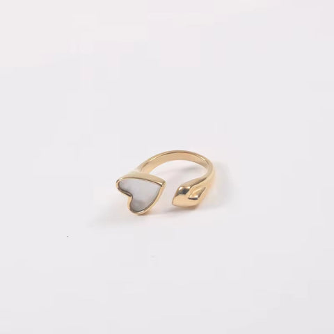 Wholesale 18K Gold Plated Stainless Steel Two Heart Shell Rings for Women