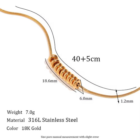 Waterproof Necklace PVD Gold Plated Beads Necklace Non Tarnish Stainless Steel Jewelry Collier En Acier Inoxydable