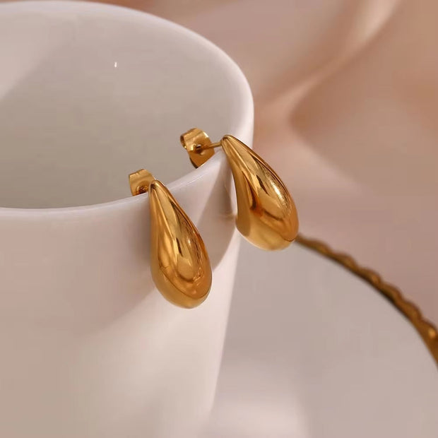 Vintage Hollow Out Gold Plated Boat Shape Stud Earring Tarnish Free Stainless Steel Jewelry Earings Women