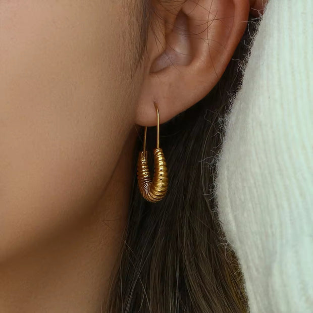 Trendy Safety Pin Paper Clip Earrings Stainless Steel Croissant Hoop Earrings Women Jewelry