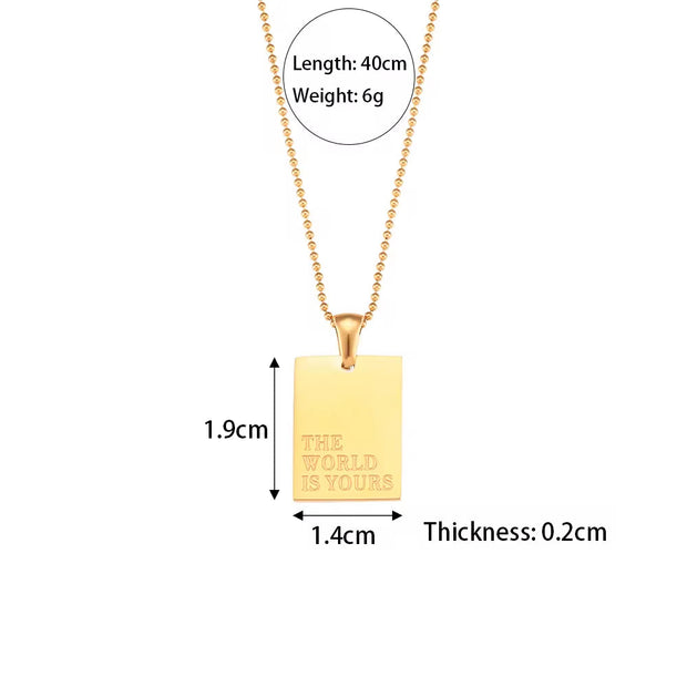 2024 Golden Square Letter Pendant Necklace 18K Gold Plating Chains Stainless Steel Necklace