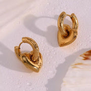 18K Gold Plated Chunky Heart Earring Tarnish Free Stainless Steel Earring Women Jewelry Making Supplies