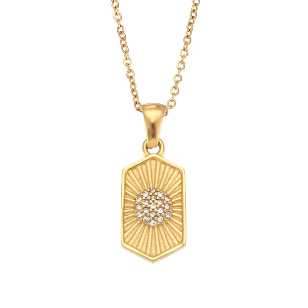 Wholesale Titanium Steel Necklace Set Tarnish Free Jewelry Natural Stone Zircon Pendant Necklace
