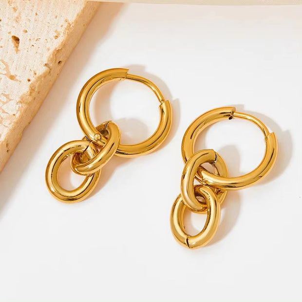 2024 Hip Hop Punk Chunky Cuban Link Chain Long Hanging Aesthetics Bijoux Gold Color Thick Oval Curb Chain Link Drop Earrings